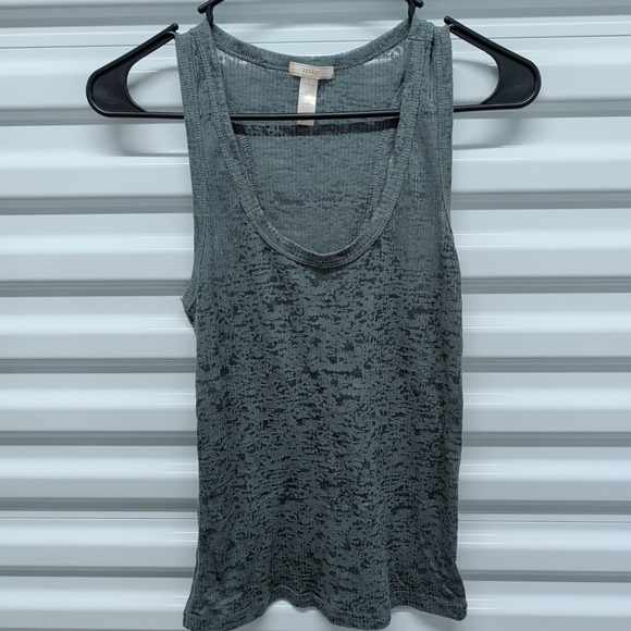 Vixen Tank Top Size L Womens Gray Burnout Rib Knit Racerback Scoop Neck 62402 — photo 2